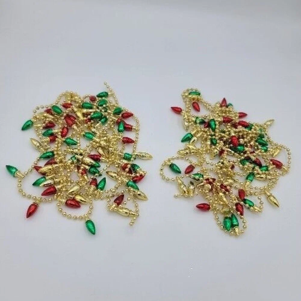Mini Bulb Light String Christmas Garland Red Green Gold Set Of 2